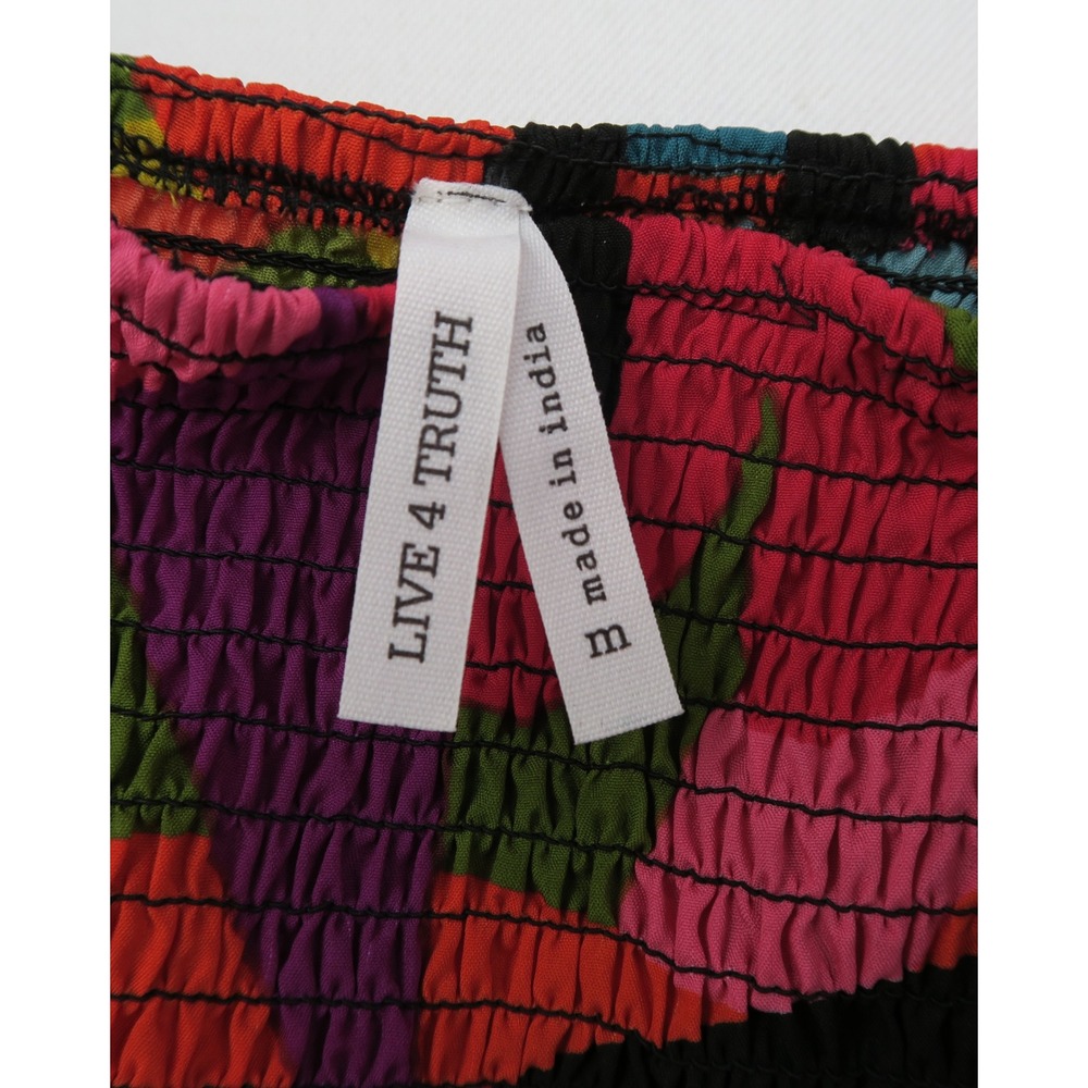 Live 4 Truth Smocked Puff Sleeve Crop Top Multi Color Abstract Print Medium - Picture 7 of 10